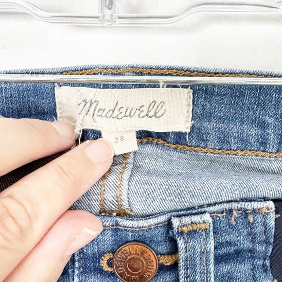 Madewell Maternity Skinny Jeans Stretchy Side Panels Distressed Look Size 28 - Picture 2 of 12